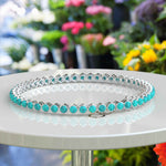 Load image into Gallery viewer, Eternal Ocean: 3.0mm Round Turquoise 5.0ct Tennis Bracelet Elegance
