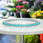 Load image into Gallery viewer, Eternal Ocean: 3.0mm Round Turquoise 5.0ct Tennis Bracelet Elegance
