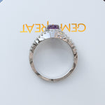 Load image into Gallery viewer, Purple Majesty: Silver Halo Ring Featuring a Brilliant 1ct Round Amethyst Centerpiece
