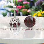 Load image into Gallery viewer, Deep Red Allure: Silver Earrings with Round Garnet Studs for Daily Charm
