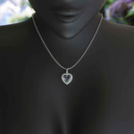 Load image into Gallery viewer, Romantic Allure: Heart Shape Gray Moissanite Halo Pendant Necklace, Accented with Shimmering Moissanites
