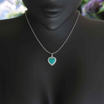 Load image into Gallery viewer, Ethereal Beauty: Heart Shape Turquoise with Moissanite Halo, Pendant Necklace Enchantment
