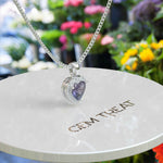 Load image into Gallery viewer, Whisper of Love: Alexandrite Heart Pendant Necklace with Glistening Moissanite Halo
