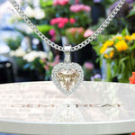 Load image into Gallery viewer, Love Embodied in Heart Shape Champagne Moissanite Pendant Necklace with Halo Accent
