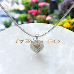 Load image into Gallery viewer, Love Embodied in Heart Shape Champagne Moissanite Pendant Necklace with Halo Accent
