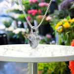 Load image into Gallery viewer, Romantic Allure: Heart Shape Gray Moissanite Halo Pendant Necklace, Accented with Shimmering Moissanites
