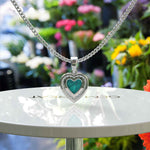 Load image into Gallery viewer, Ethereal Beauty: Heart Shape Turquoise with Moissanite Halo, Pendant Necklace Enchantment
