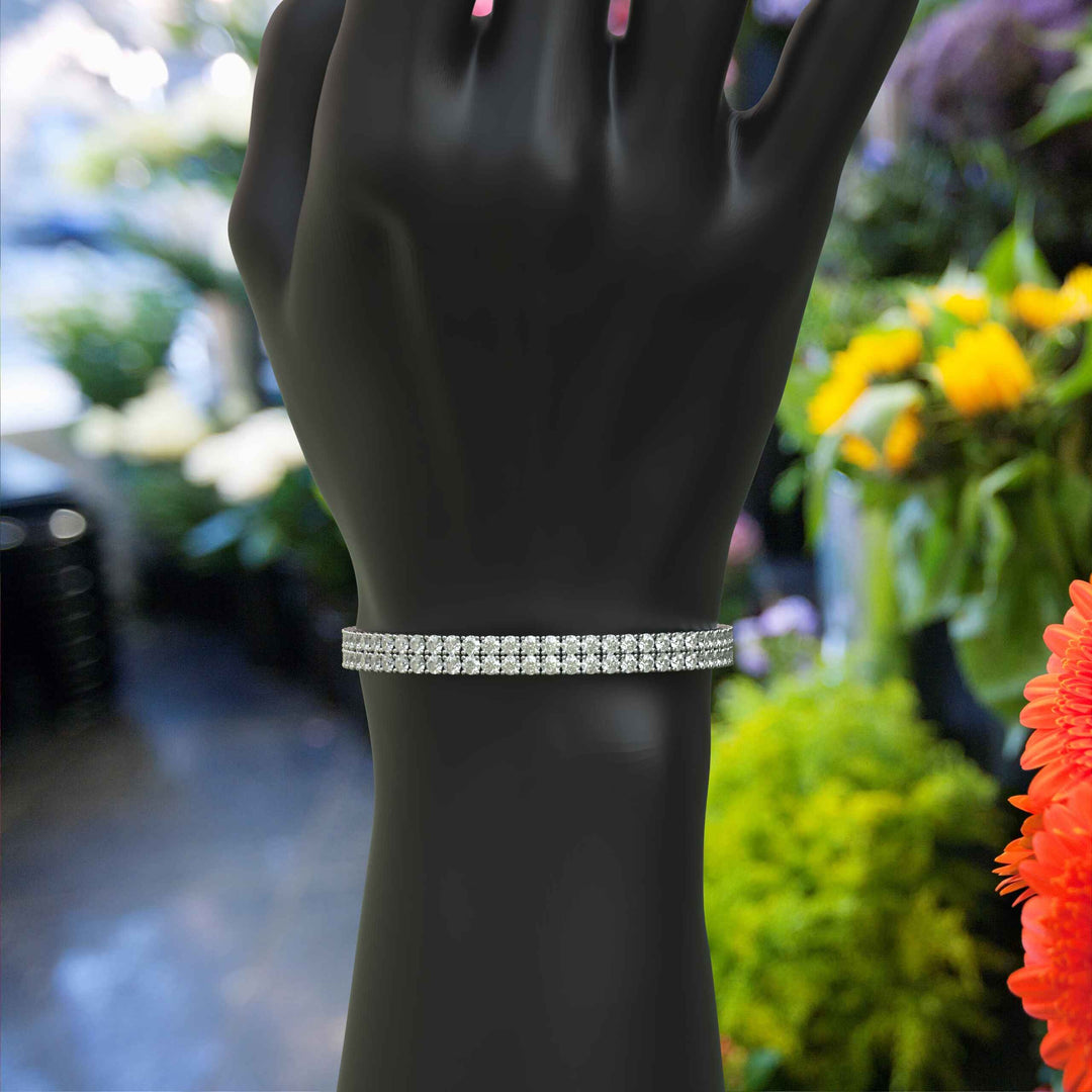 Radiant Elegance: 12.0ct White Moissanite Tennis Bracelet, Round Cut Splendor