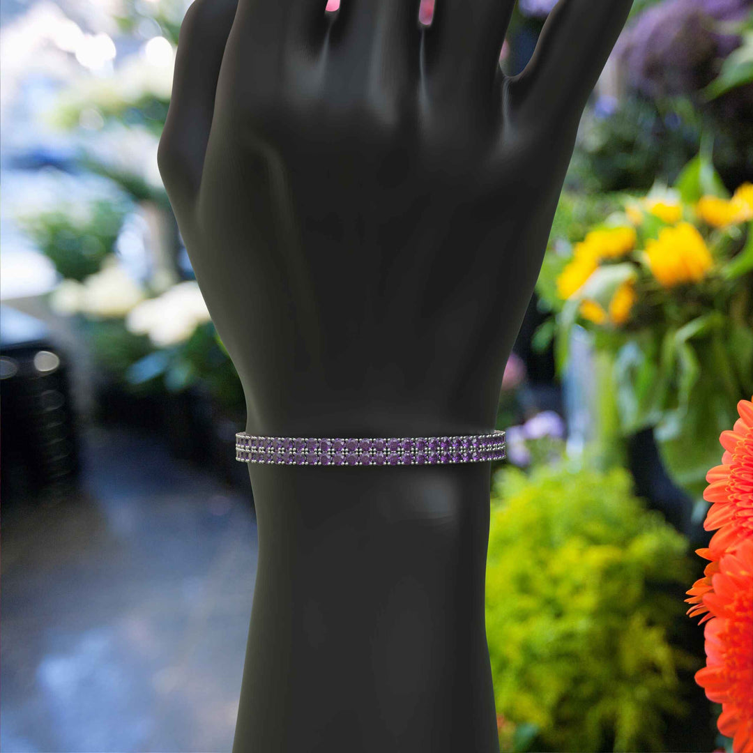 Purple Majesty: Exquisite 12ct Round Amethyst Tennis Bracelet for Royal Elegance