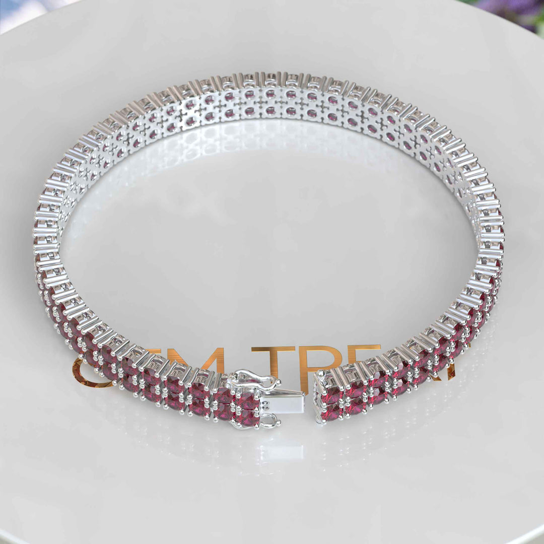 Regal Radiance: 12.0ct Ruby Tennis Bracelet Elegance