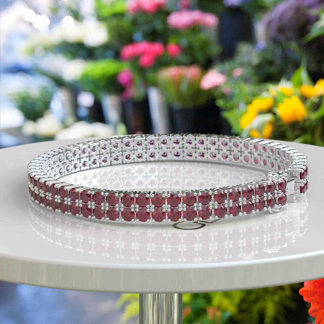 Regal Radiance: 12.0ct Ruby Tennis Bracelet Elegance