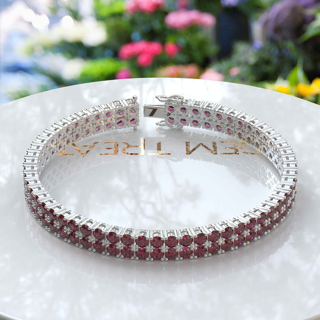 Regal Radiance: 12.0ct Ruby Tennis Bracelet Elegance