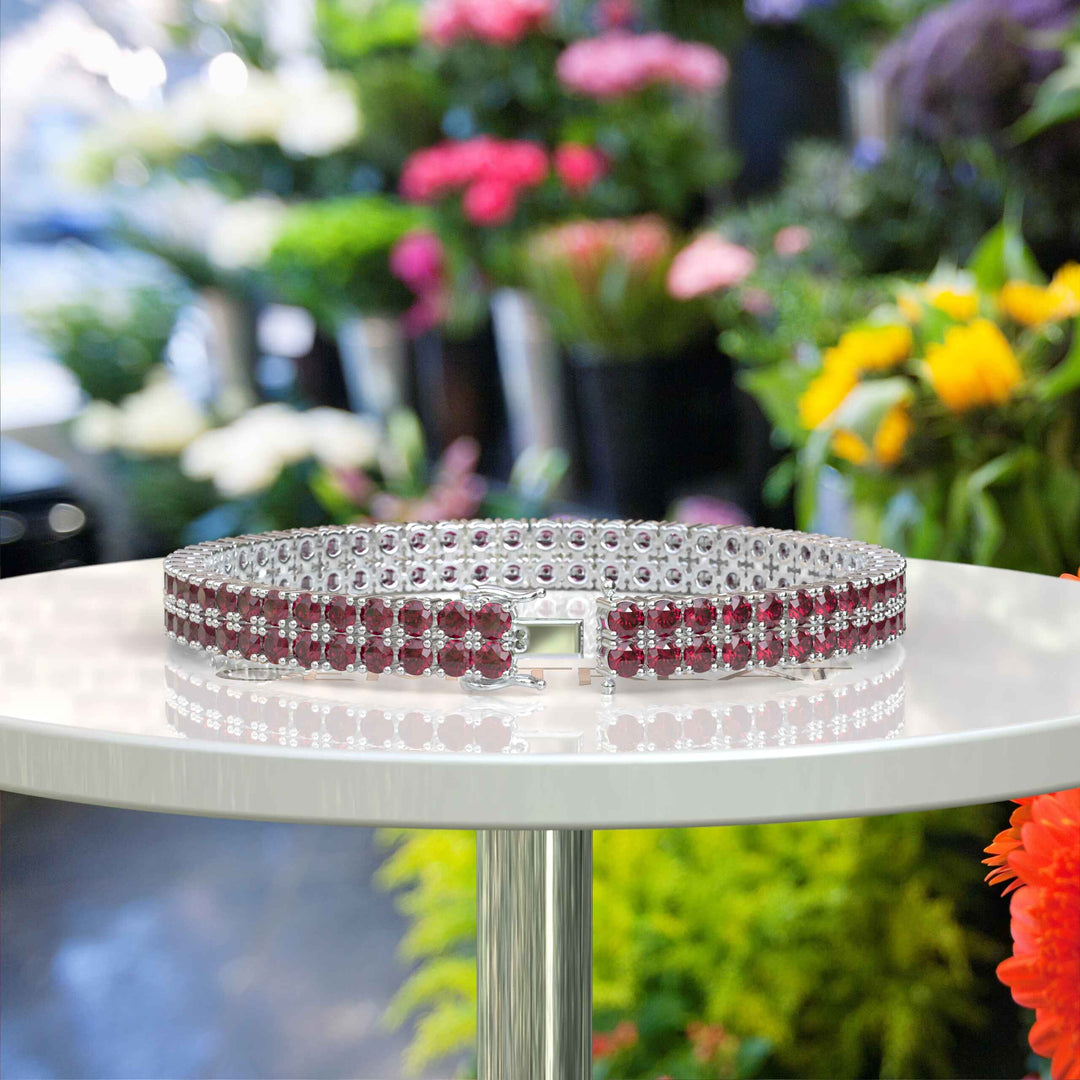 Regal Radiance: 12.0ct Ruby Tennis Bracelet Elegance