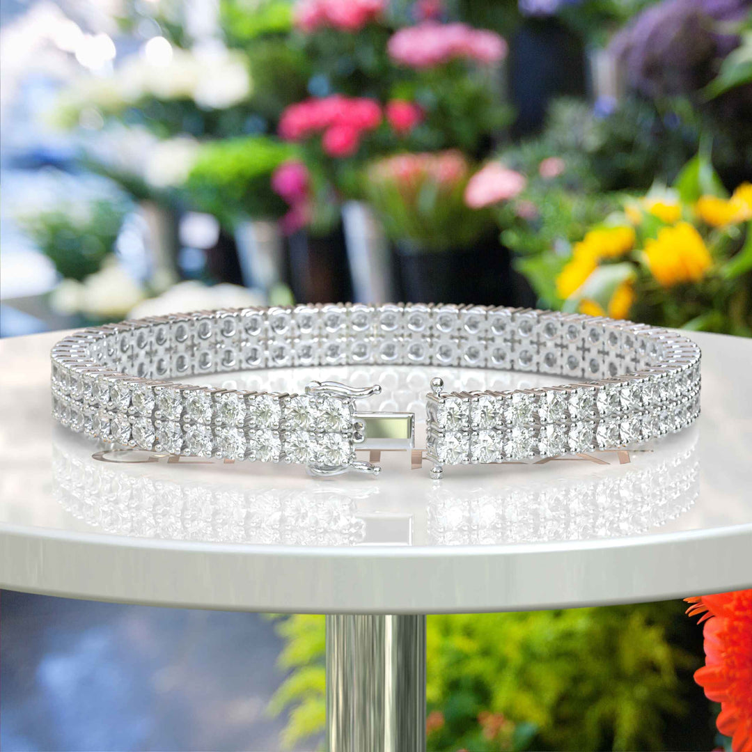 Radiant Elegance: 12.0ct White Moissanite Tennis Bracelet, Round Cut Splendor