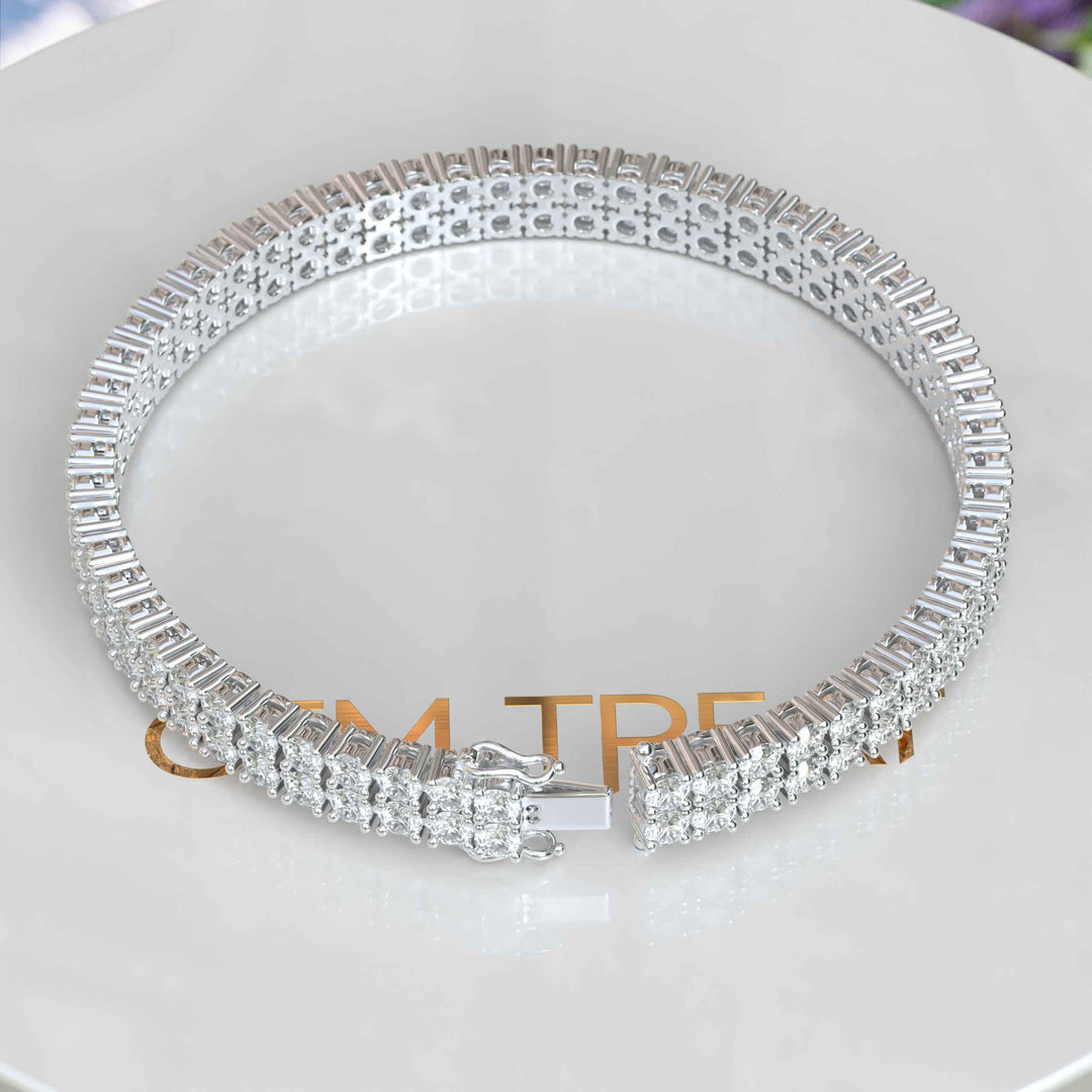 Radiant Elegance: 12.0ct White Moissanite Tennis Bracelet, Round Cut Splendor