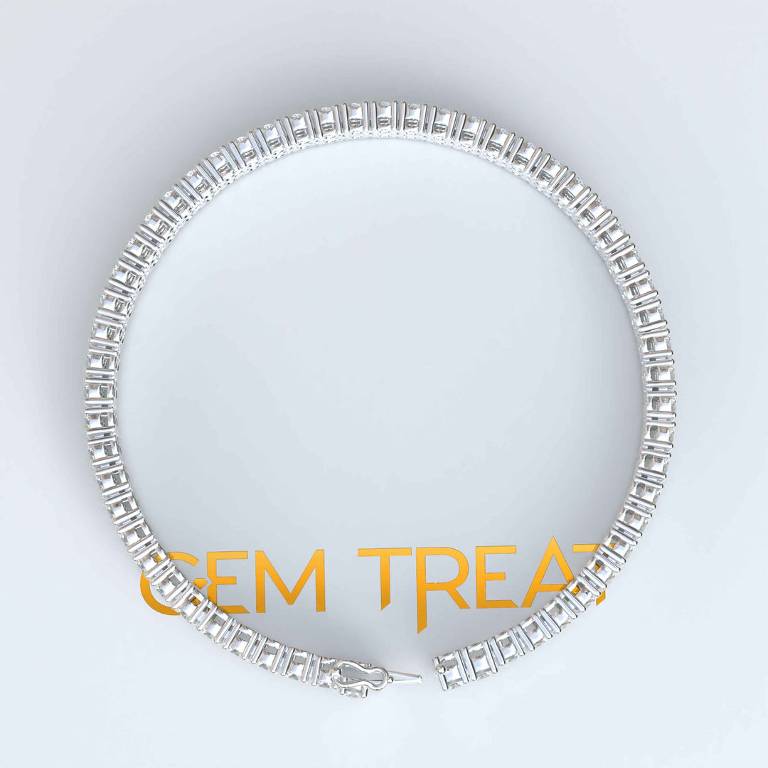 Radiant Elegance: 12.0ct White Moissanite Tennis Bracelet, Round Cut Splendor