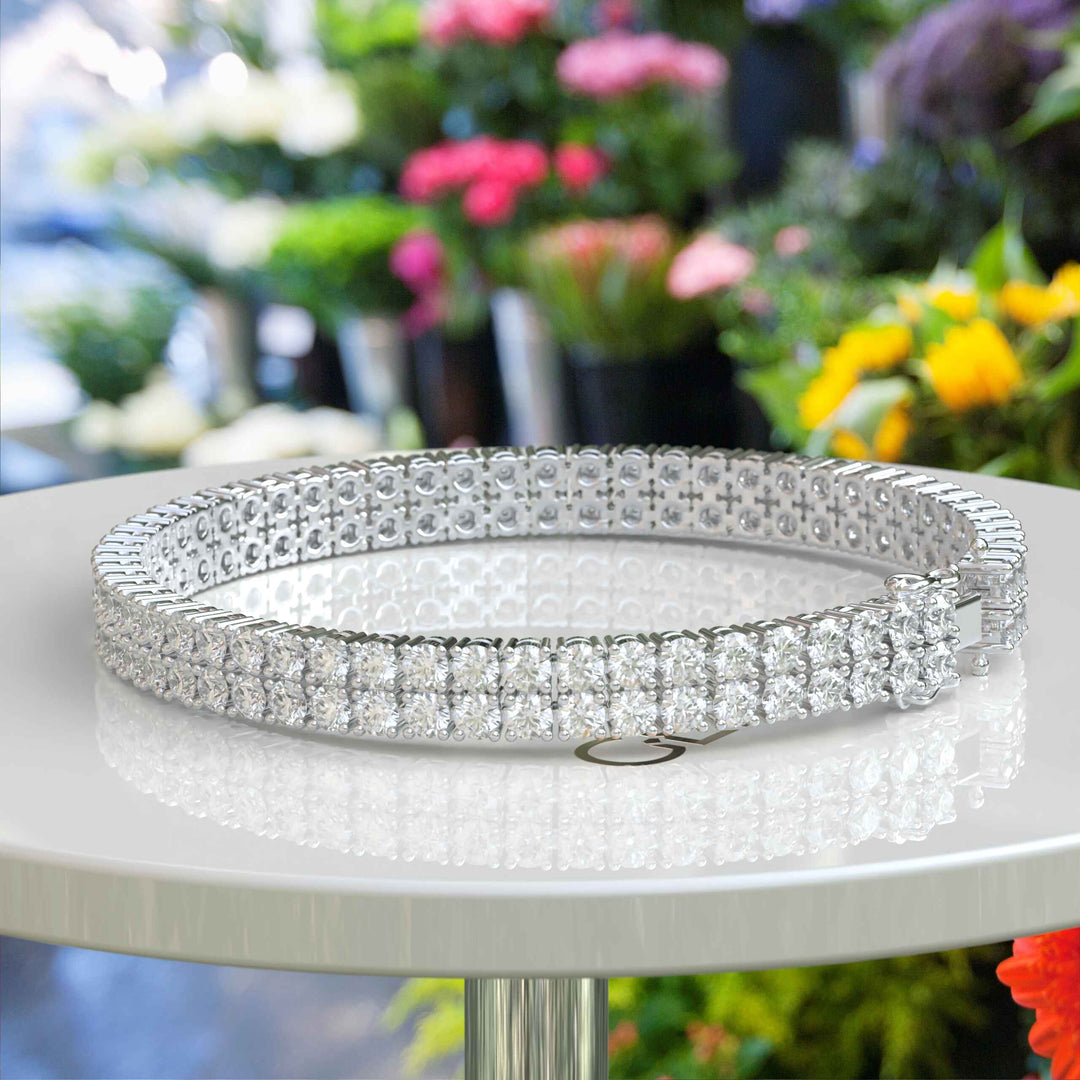 Radiant Elegance: 12.0ct White Moissanite Tennis Bracelet, Round Cut Splendor