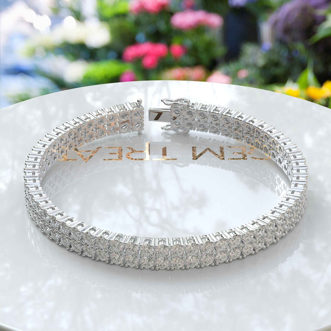 Radiant Elegance: 12.0ct White Moissanite Tennis Bracelet, Round Cut Splendor