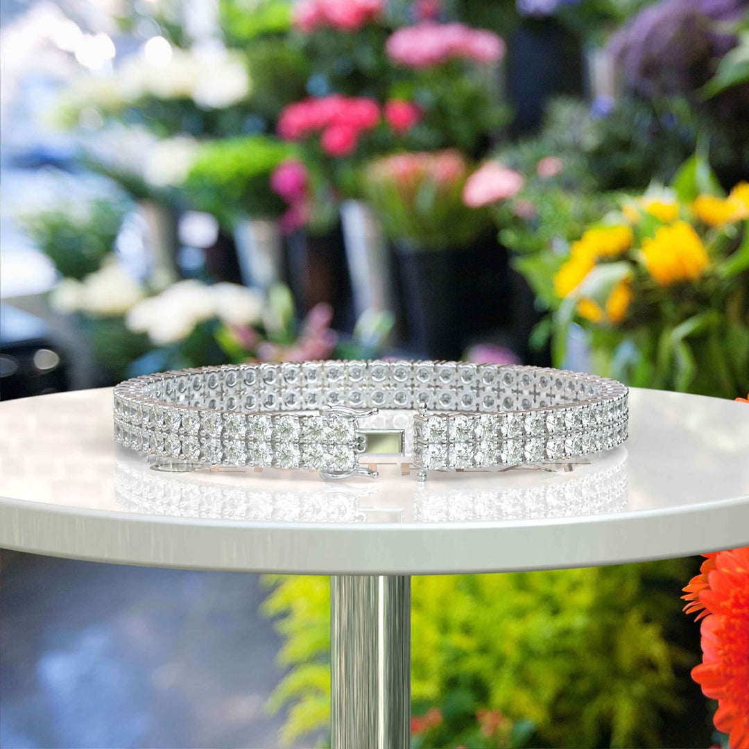 Radiant Elegance: 12.0ct White Moissanite Tennis Bracelet, Round Cut Splendor