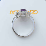 Load image into Gallery viewer, Violet Allure: Lustrous Silver Ring with 1ct Round Amethyst and Radiant Moissanite Halo Accents
