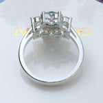 Load image into Gallery viewer, Sparkling Cyan Blue Moissanite Halo Engagement Ring - Exquisite Beauty
