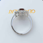 Load image into Gallery viewer, Velvety Vermilion: Round Garnet Ring Accented with Moissanite Halo
