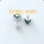 Load image into Gallery viewer, Verdant Sparkle: Bezel-Set Round Green Emerald Stud Earrings
