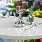 Load image into Gallery viewer, Verdant Sparkle: Bezel-Set Round Green Emerald Stud Earrings
