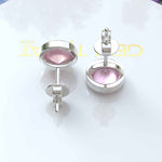 Load image into Gallery viewer, Gentle Radiance: Classic Round Rose Quartz Earrings in Bezel Setting.
