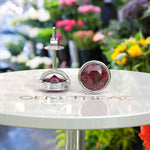 Load image into Gallery viewer, Ruby Radiance: Classic Bezel Set Round Stud Earrings.
