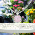 Load image into Gallery viewer, Whispering Romance: Sublime Bezel-Set Round Rose Quartz Solitaire Pendant Necklace, A Gem of Tranquility
