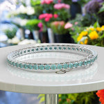 Load image into Gallery viewer, 8.0ct 3.5mm Cyan Blue Moissanite Tennis Bracelet, A Gem of Celestial Calm
