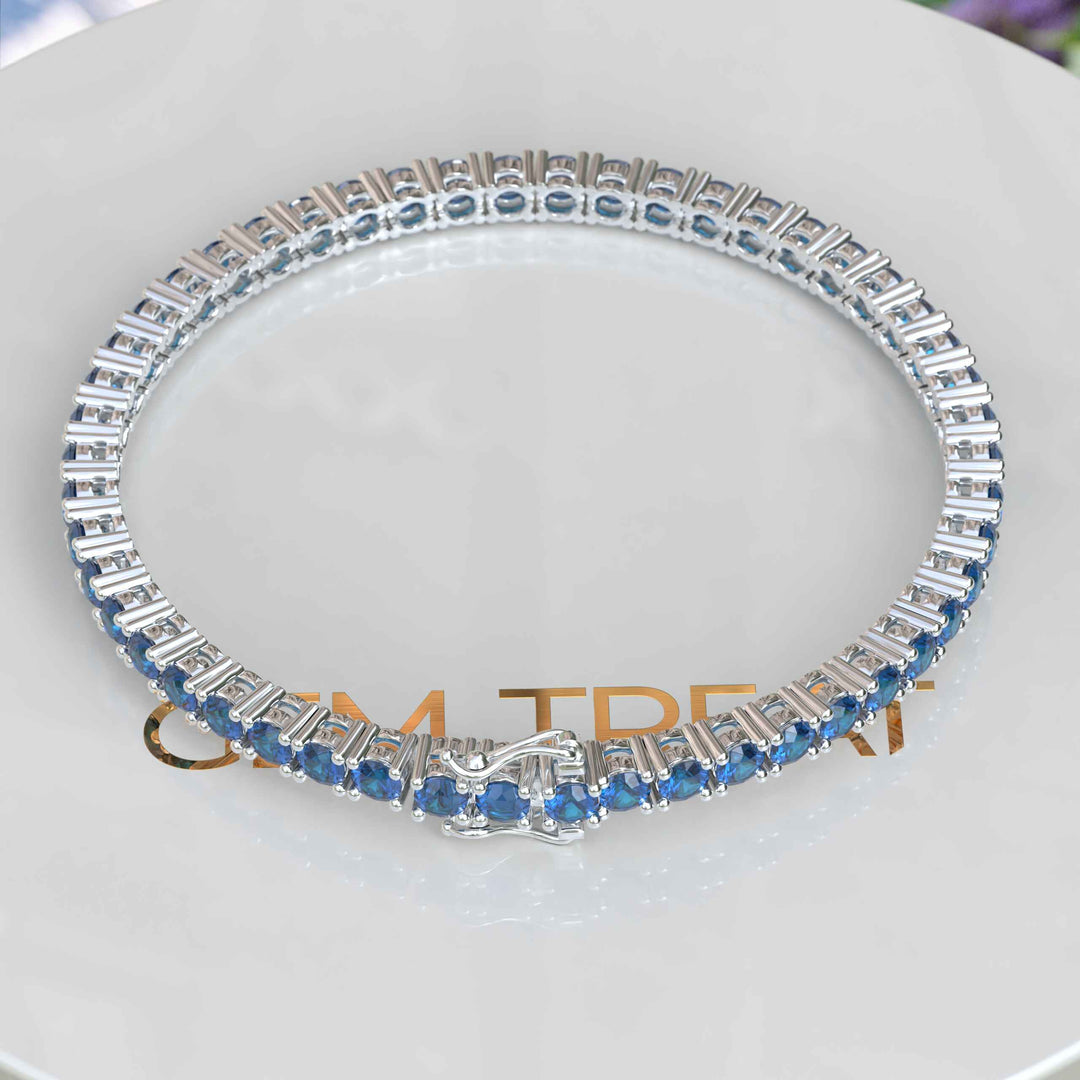 Ocean's Sparkle: 8.0ct London Blue Topaz Tennis Bracelet with 3.5mm Gems