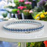 Load image into Gallery viewer, Ocean&#39;s Sparkle: 8.0ct London Blue Topaz Tennis Bracelet with 3.5mm Gems
