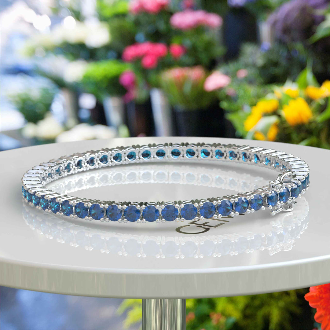 Ocean's Sparkle: 8.0ct London Blue Topaz Tennis Bracelet with 3.5mm Gems