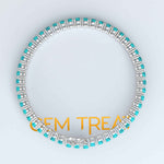 Load image into Gallery viewer, Chic Elegance 3.5mm 8.0ct Turquoise Tennis Bracelet Showcased in Silver Setting
