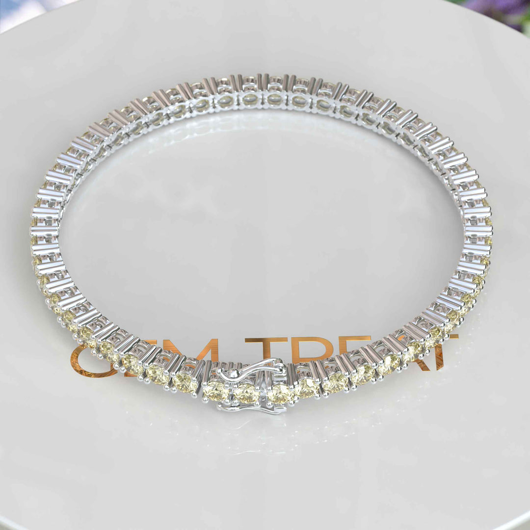 3.5mm Round, 8.0ct Yellow Moissanite Tennis Bracelet - A Burst of Sunshine