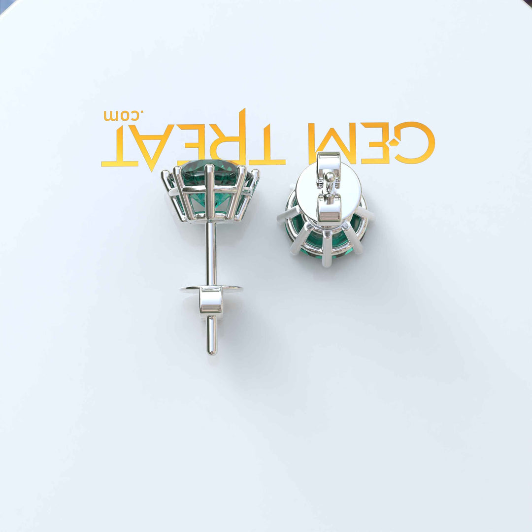 Forest Hue: Classic Emerald Earrings, Round Green Studs.