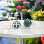 Load image into Gallery viewer, Forest Hue: Classic Emerald Earrings, Round Green Studs.
