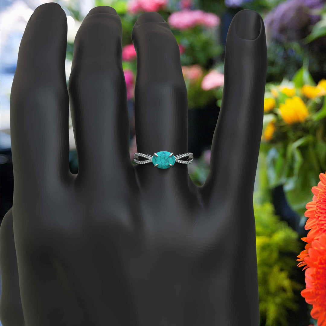 Azure Skies Captured: Radiant Oval Turquoise Ring Exuding Natural Beauty