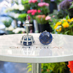 Load image into Gallery viewer, Enigmatic Blues: Timeless Elegance with Classic Round London Blue Topaz Stud Earrings
