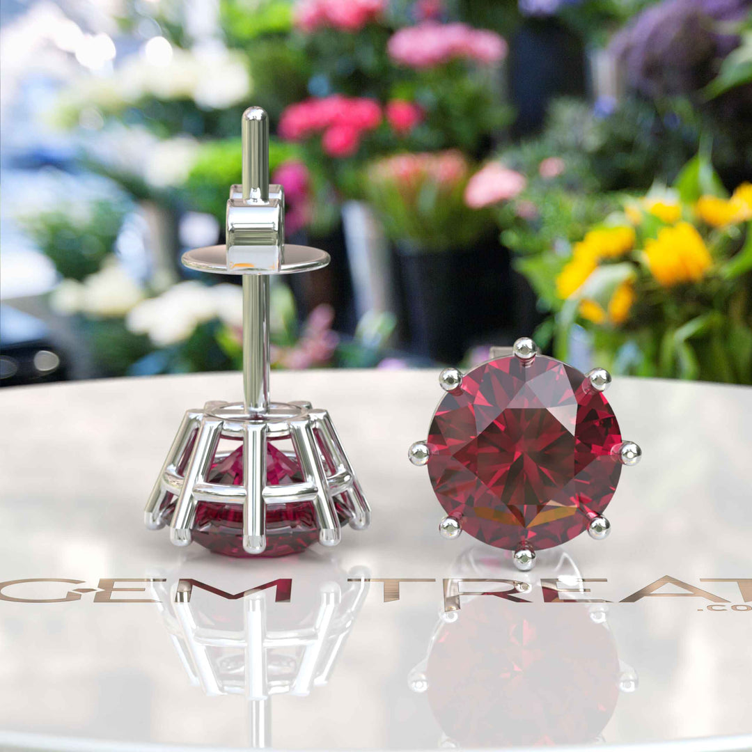 Eternal Flame: Classic Round Ruby Stud Earrings for Timeless Elegance.