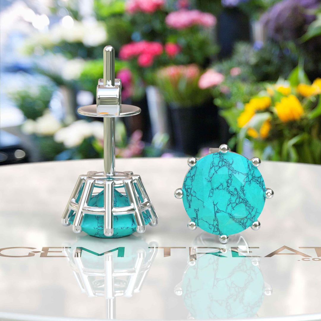 Ocean Kissed: Round Turquoise Stud Earrings.