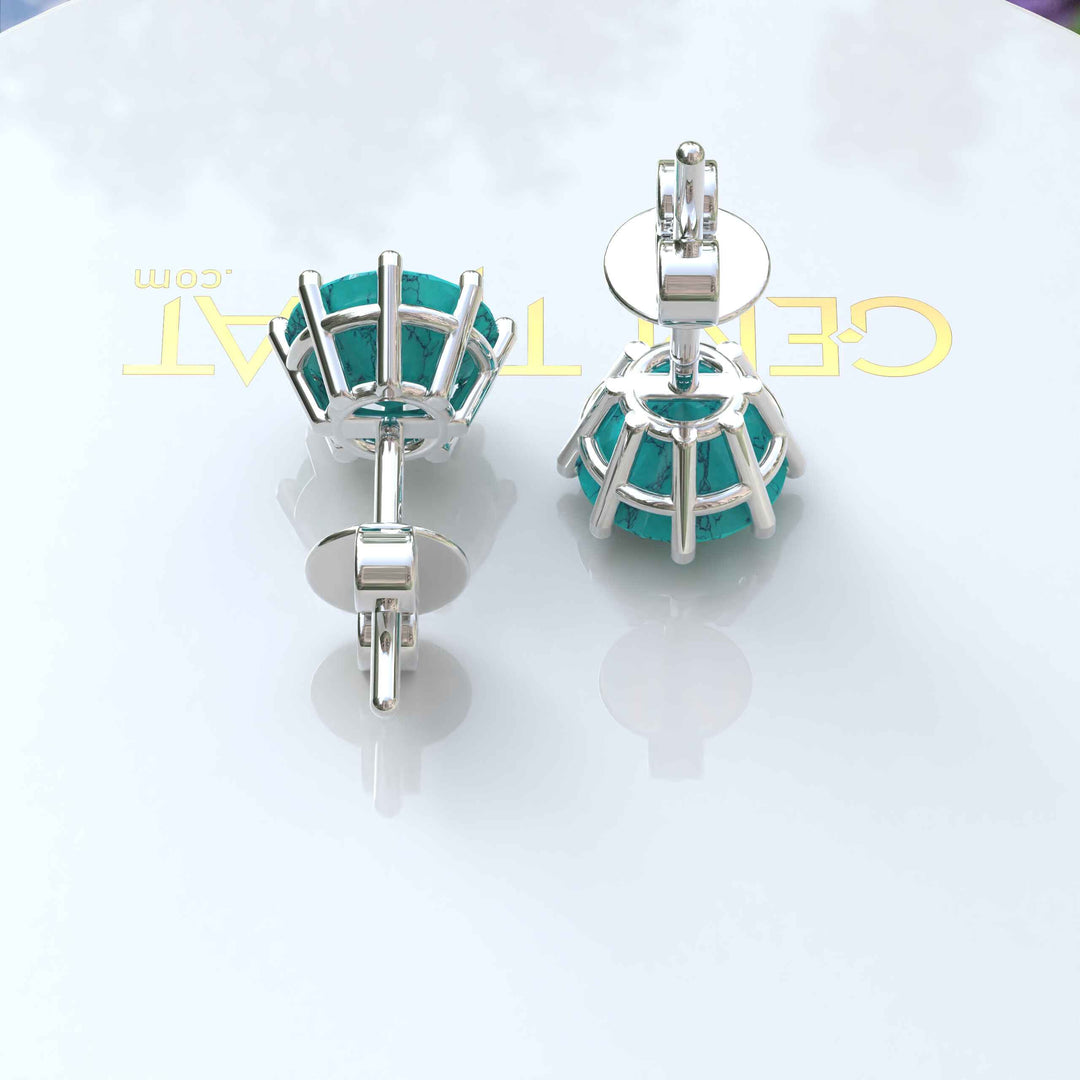 Ocean Kissed: Round Turquoise Stud Earrings.