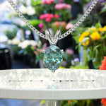 Load image into Gallery viewer, Cool Radiance Oval Cut Cyan Blue Moissanite Solitaire Pendant Necklace
