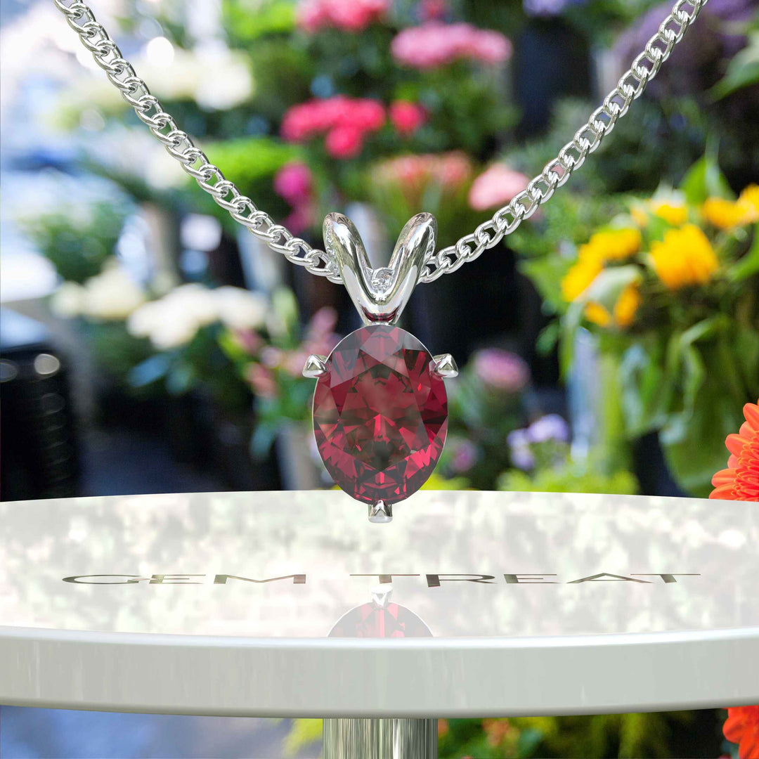 Vivid Radiance: A Captivating Oval Ruby Solitaire Pendant Necklace, A Celebration of Color