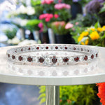 Load image into Gallery viewer, Fire and Ice Elegance, 3.5mm Garnet Tennis Bracelet Entwined with White Moissanite
