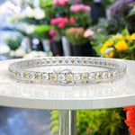 Load image into Gallery viewer, Dual Radiance: Exquisite Yellow and White Moissanite Tennis Bracelet Beauty
