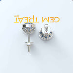 Load image into Gallery viewer, Azure Brilliance: Blue Moissanite Stud Earrings with Delicate Migraine Halo.
