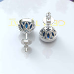 Load image into Gallery viewer, Nautical Stars: London Blue Bezel Stud Earrings with Milgrain Halo.
